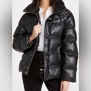STAUD | NWT! Ace Vegan Leather Black Puffer Jacket Size: XS